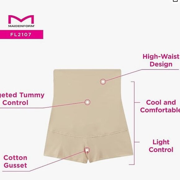 NEW Maidenform FL2107 Shapewear Brief Boy Short High Waisted Black Large - Picture 5 of 5